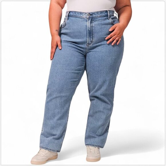 Abercrombie & Fitch Curve Love Ultra High Rise 90s Straight Jeans NWT 20 R 35 - Picture 1 of 7